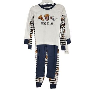 NWT PL Sleep PJ Long Sleeves Tops & Bottoms Navy White Weekend Print Set 24M